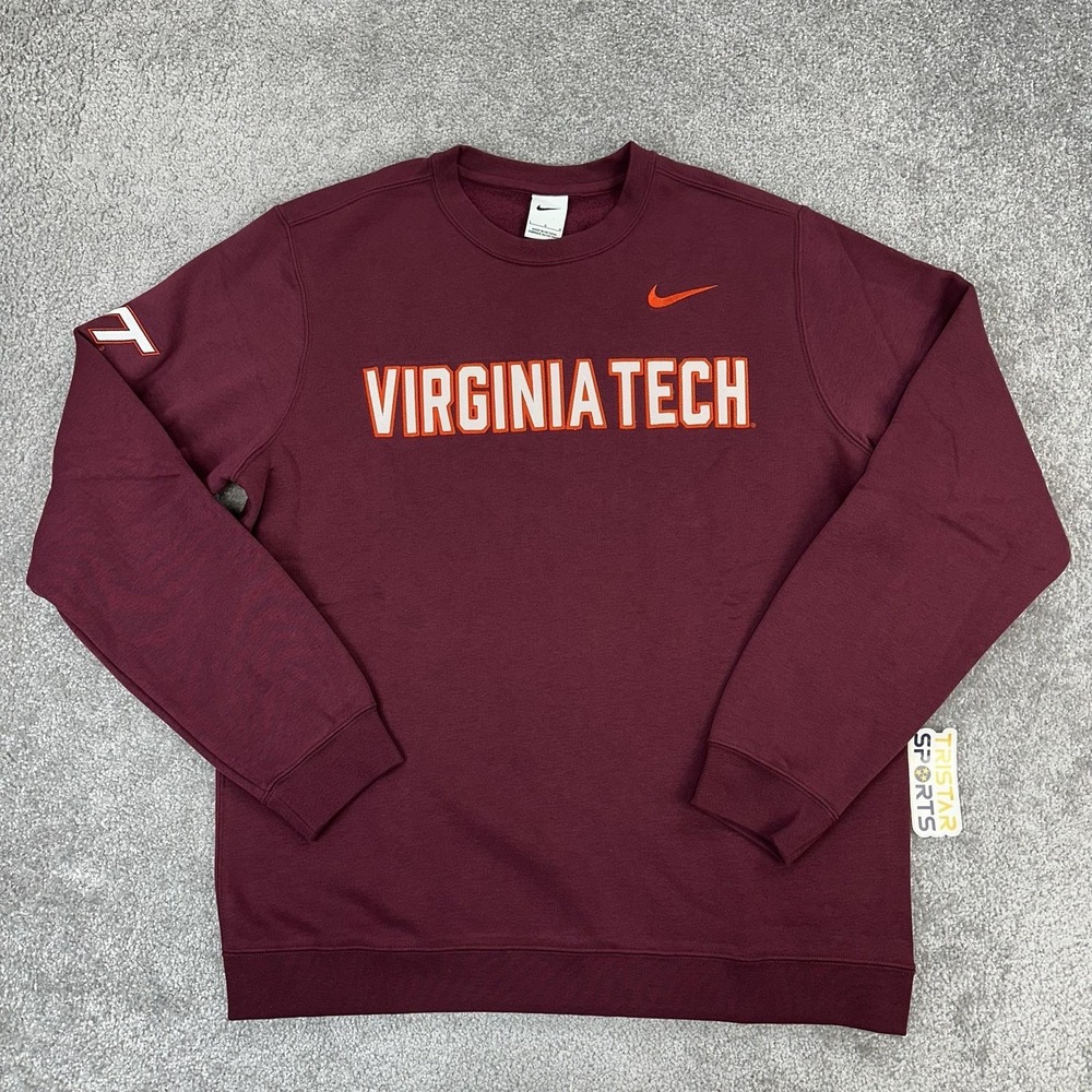 Virginia Tech Hokies Sweatshirt Mens Large Maroon Nike On Field Crewneck